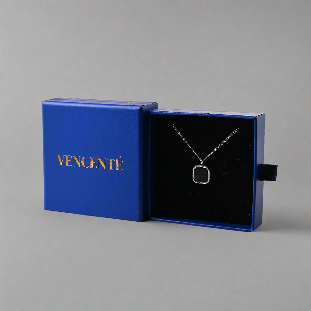 Obsidian Pendant (White Gold)