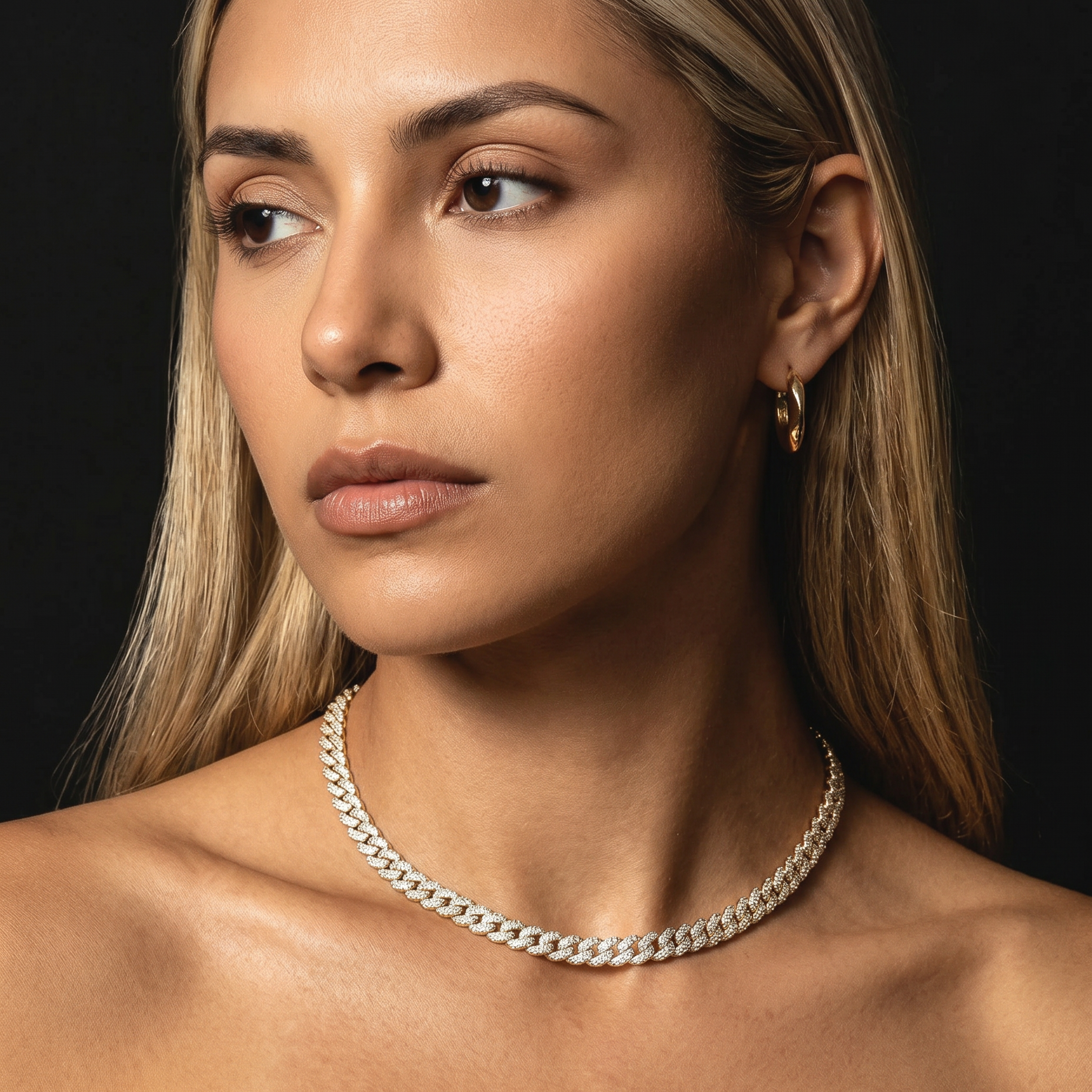 Women's Iced Out Cuban Chain 8MM (White Gold)