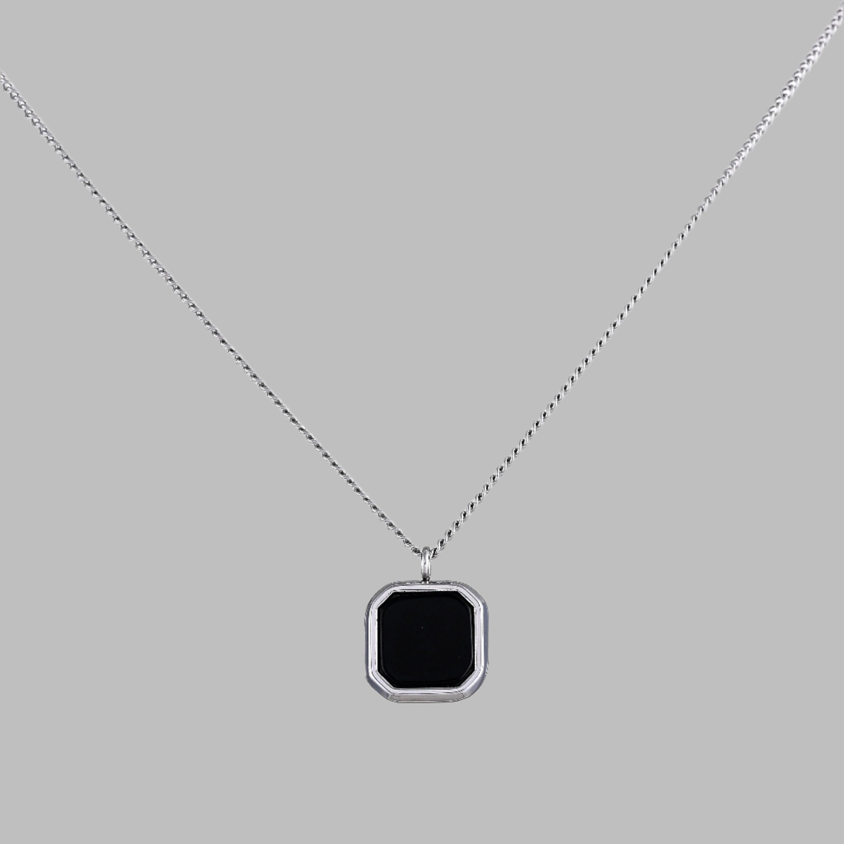 Obsidian Pendant (White Gold)