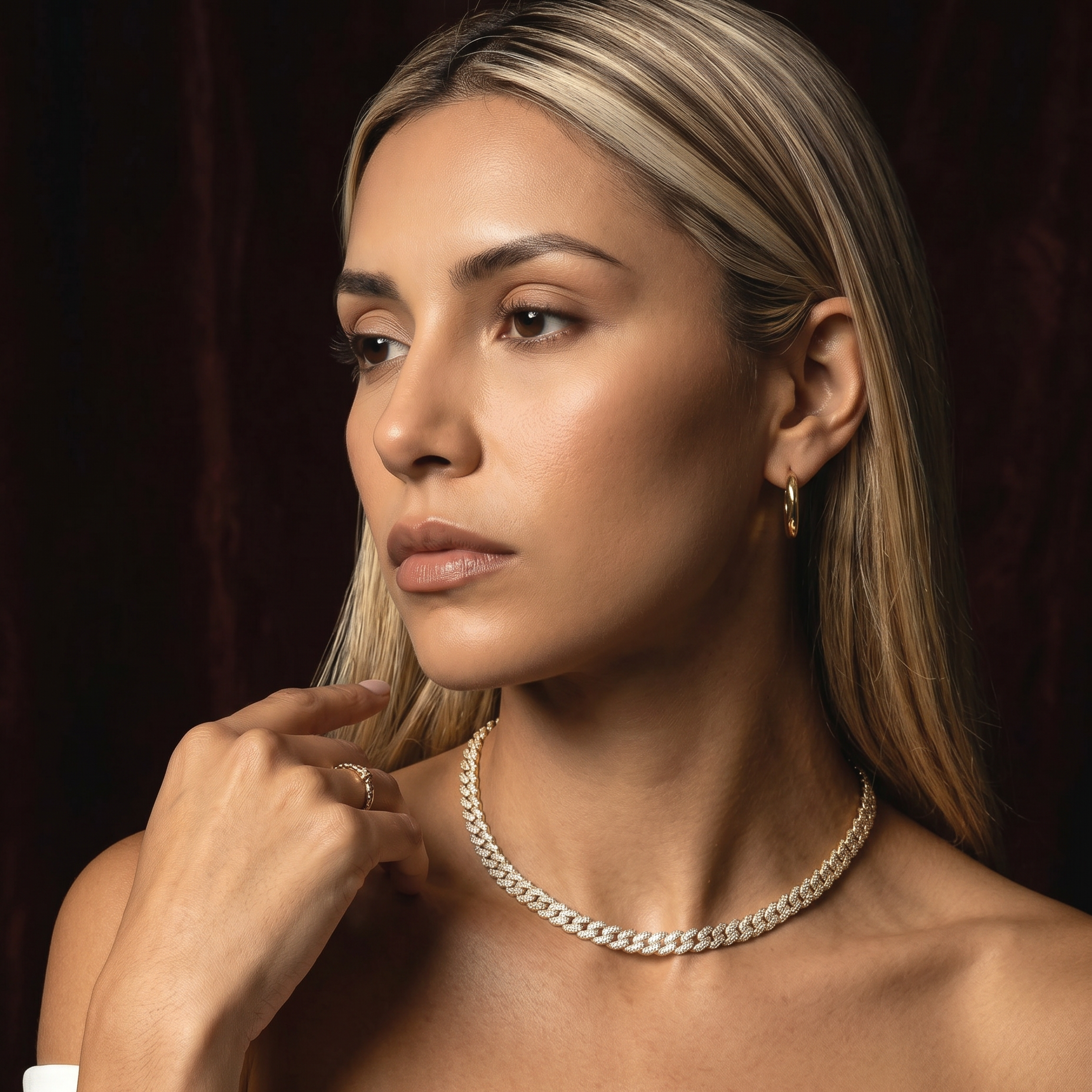 Women's Iced Out Cuban Chain 8MM (White Gold)