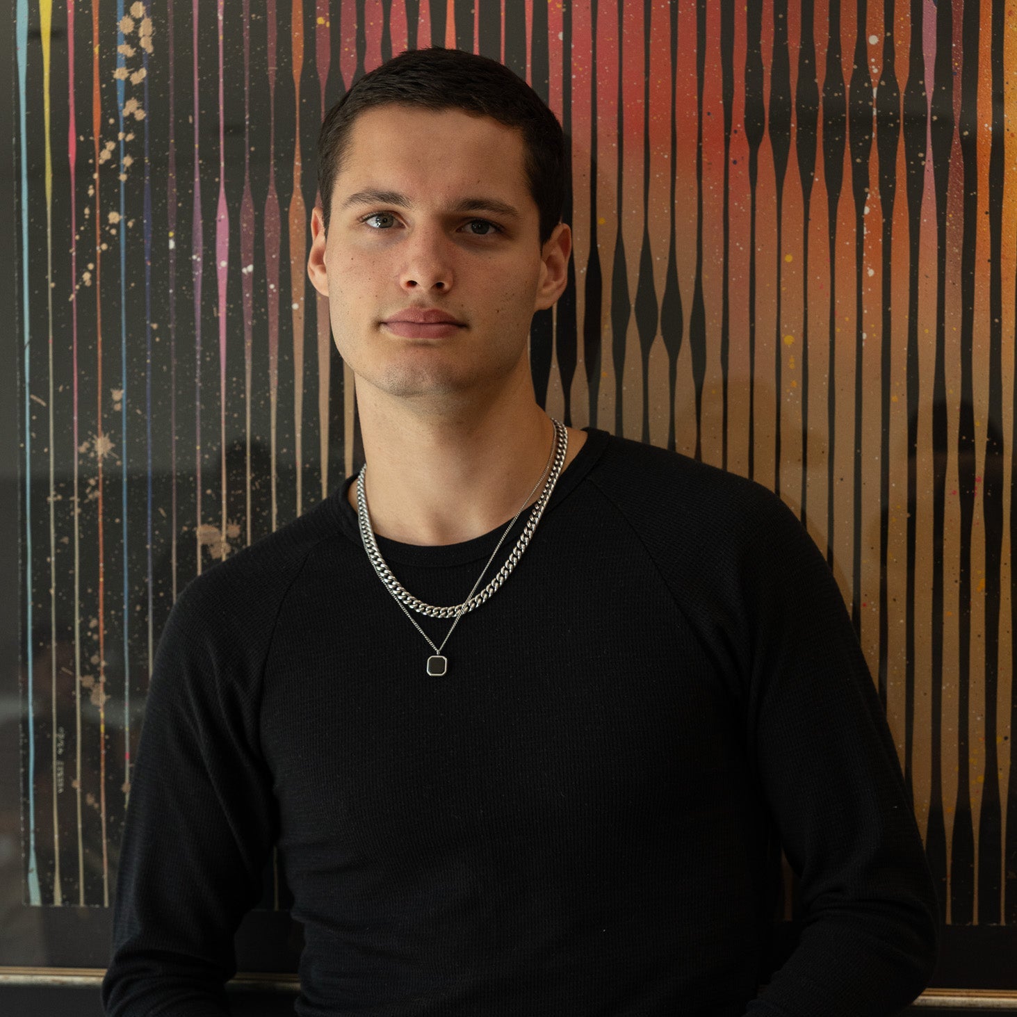 Obsidian Pendant (White Gold)