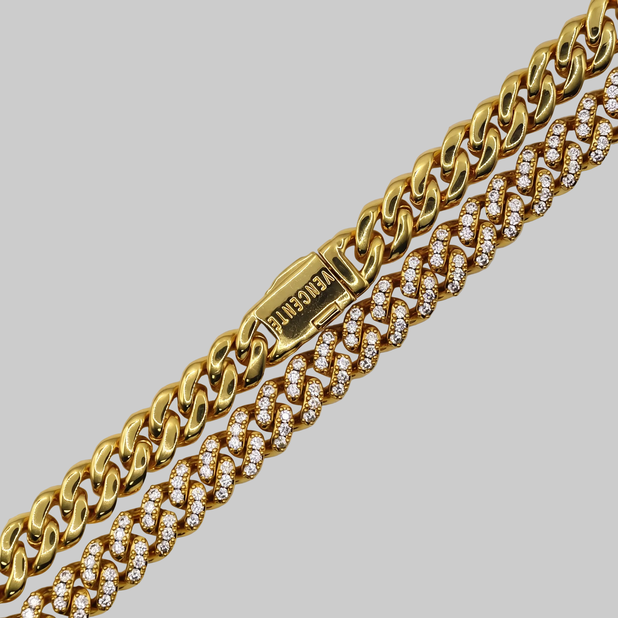 Women's Iced Out Cuban Chain 8MM (Gold)