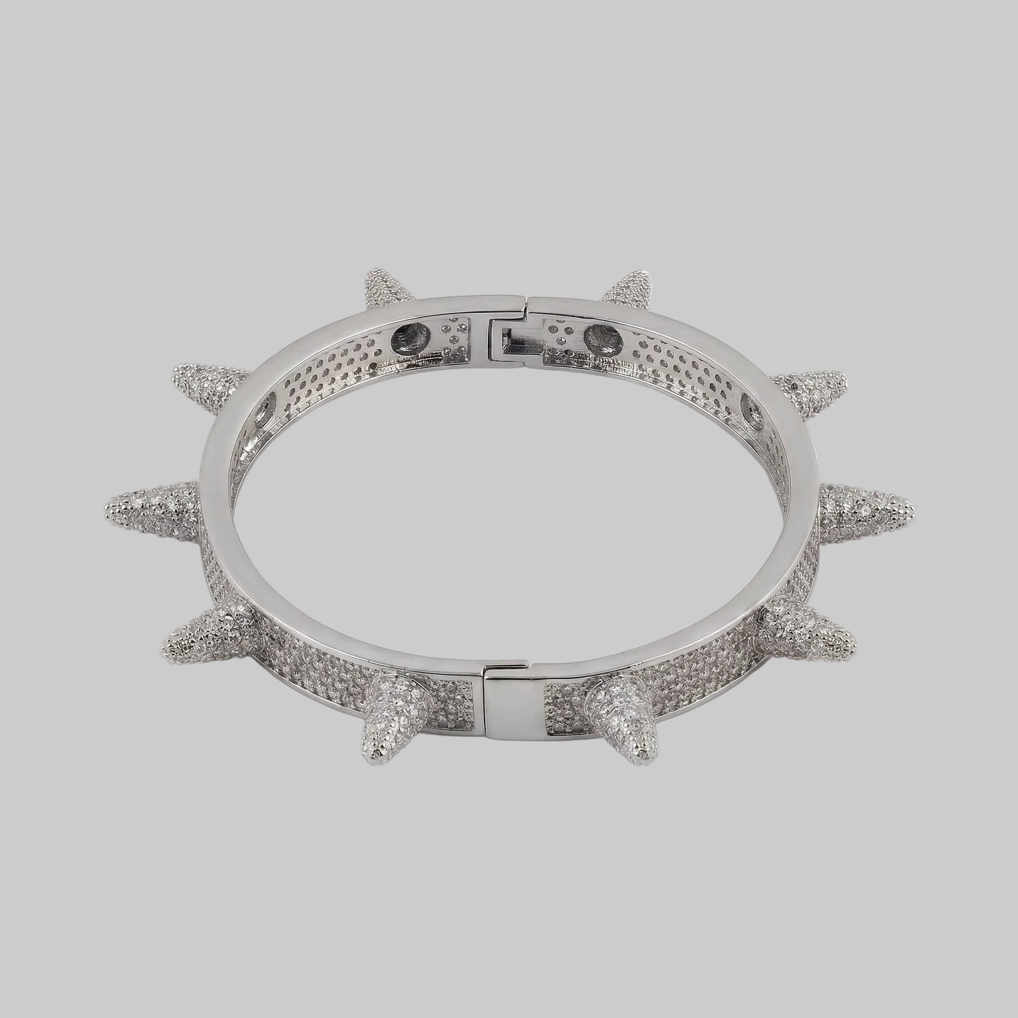 Iced Out Spike Bracelet (White Gold)