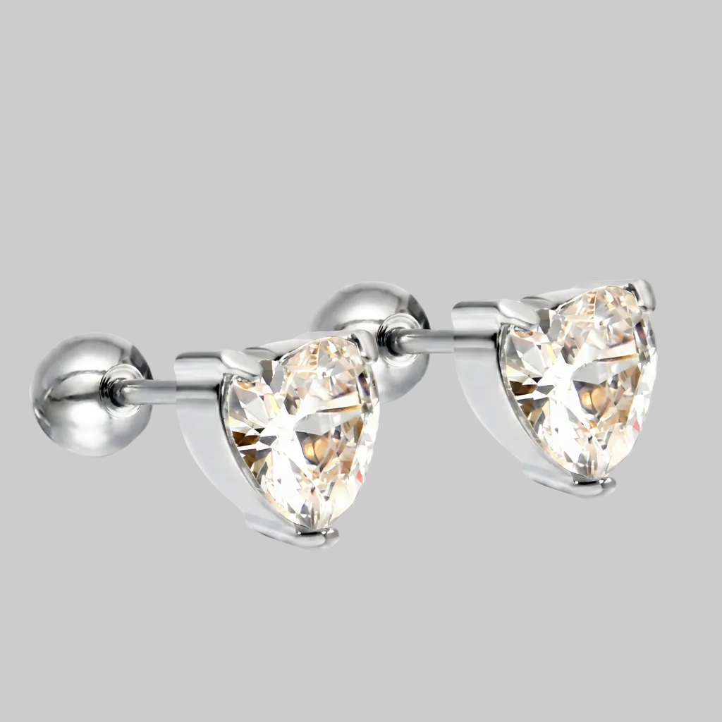 Mabel Heart Earrings (White Gold)