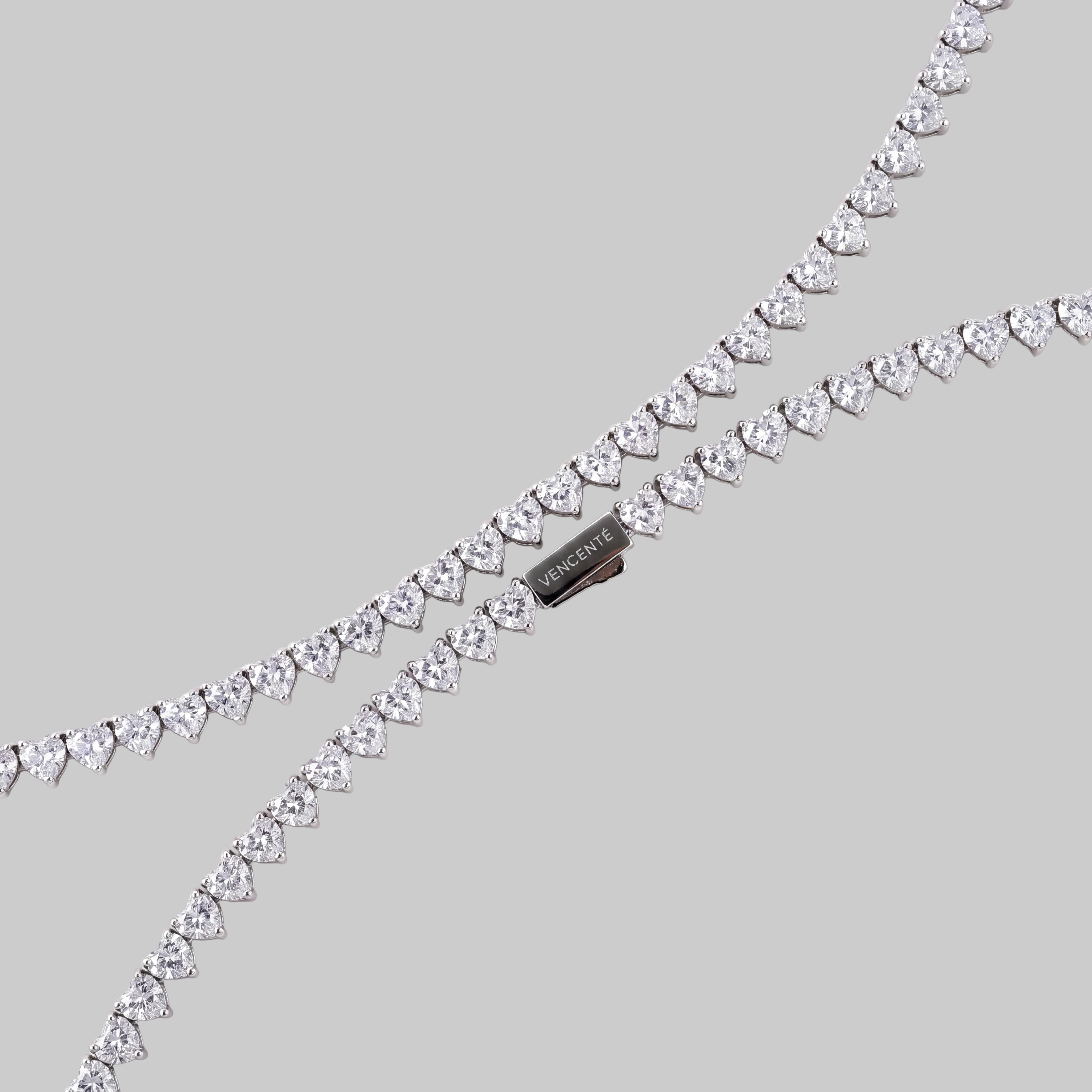 Women's Heart Tennis Chain 6mm (White Gold)