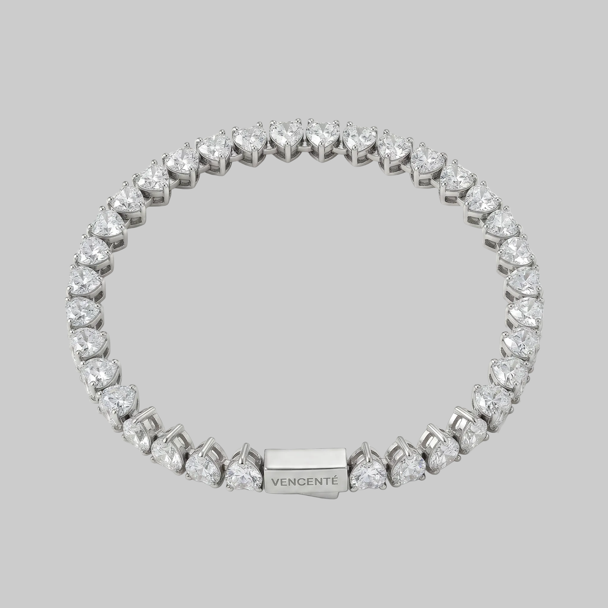 Women's Heart Tennis Bracelet 6MM (White Gold)