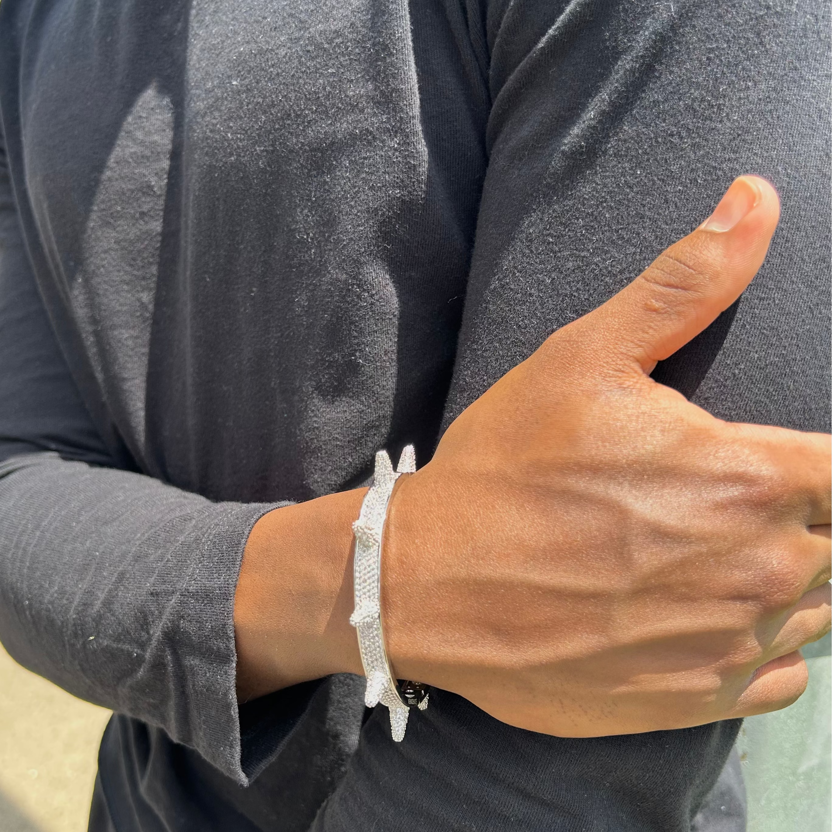 Iced Out Spike Bracelet (White Gold)