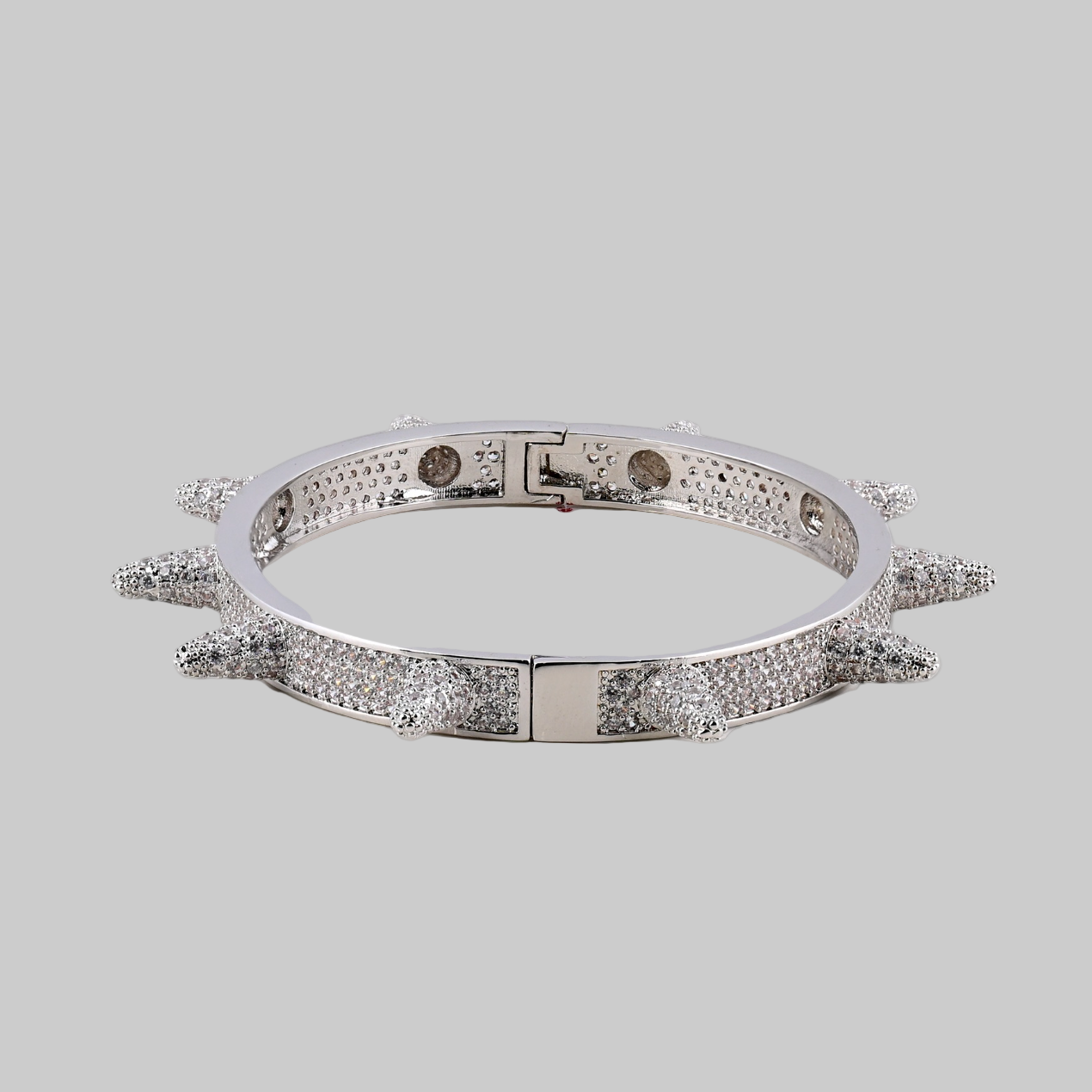 Iced Out Spike Bracelet (White Gold)