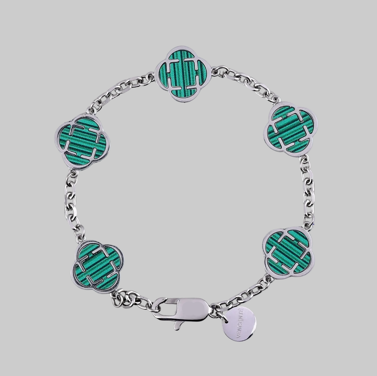 Green Clover Bracelet (White Gold)