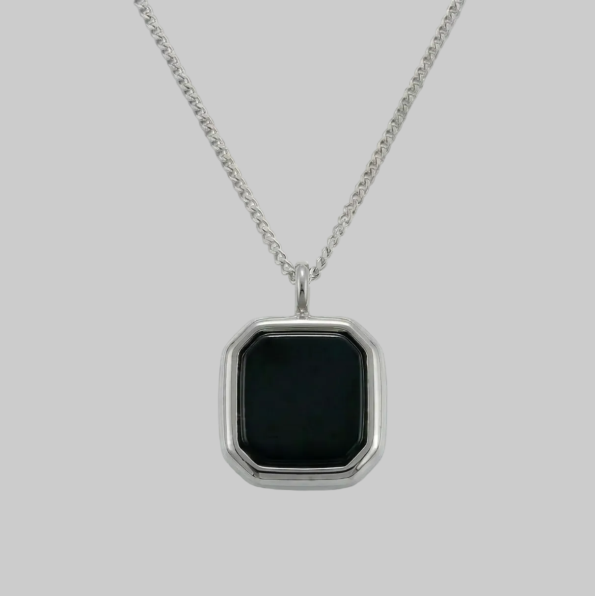 Obsidian Pendant (White Gold)