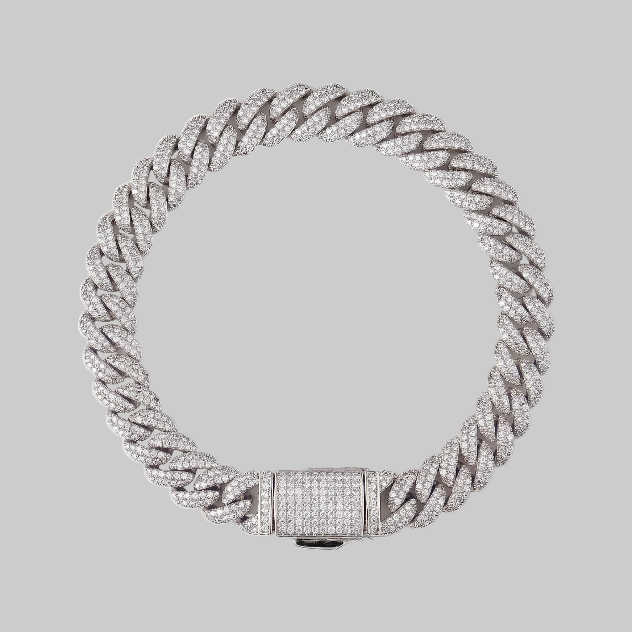 Iced Out Cuban Bracelet 10MM (White Gold)