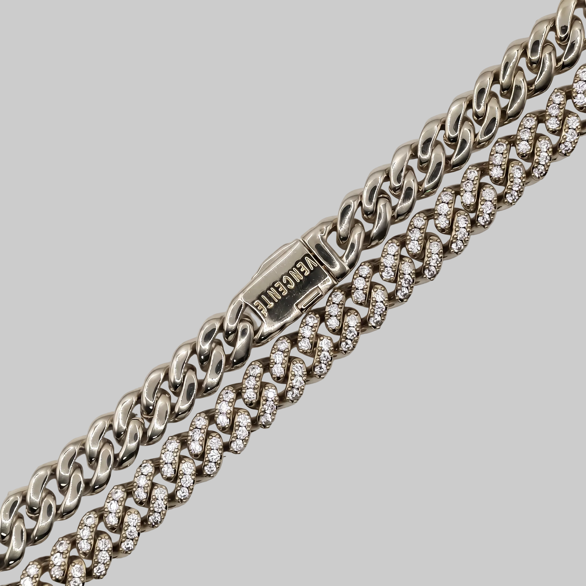 Women's Iced Out Cuban Chain 8MM (White Gold)