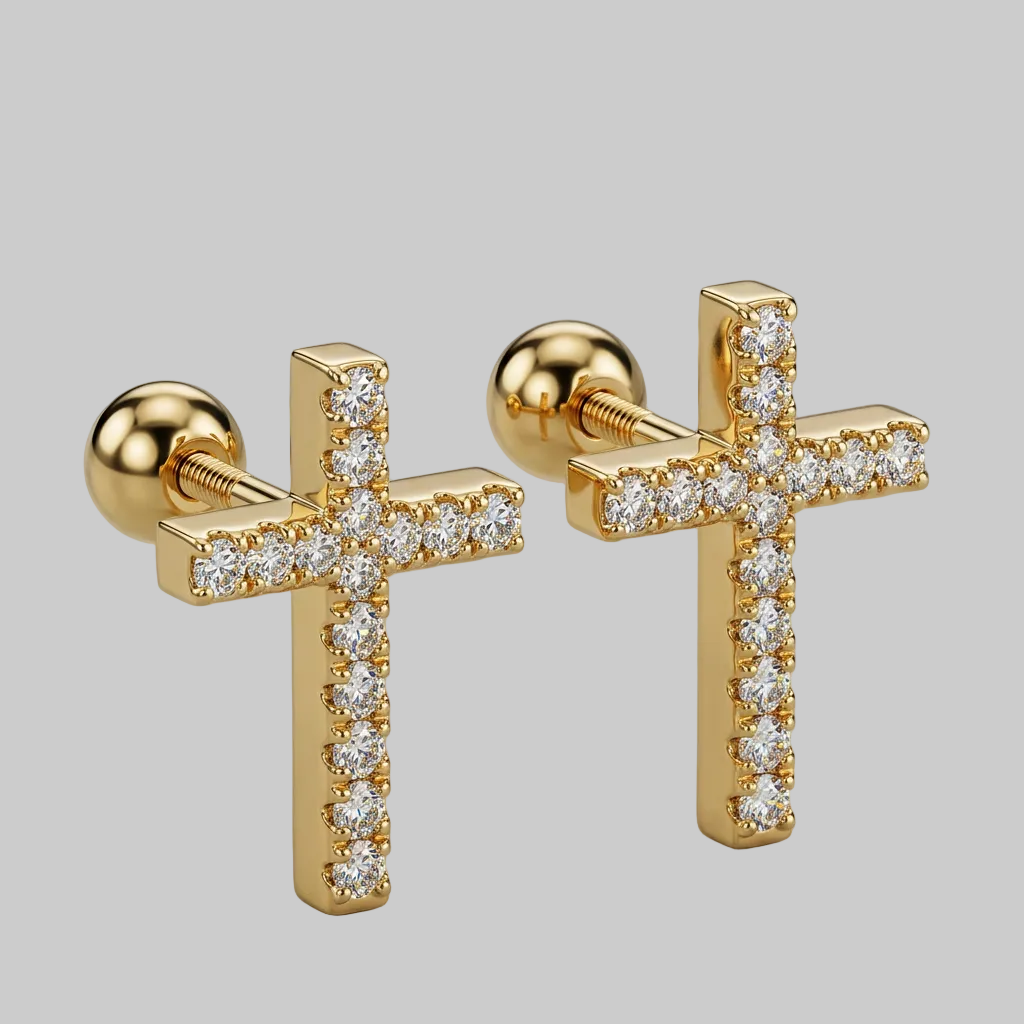 Opulence Cross Earrings (Gold)
