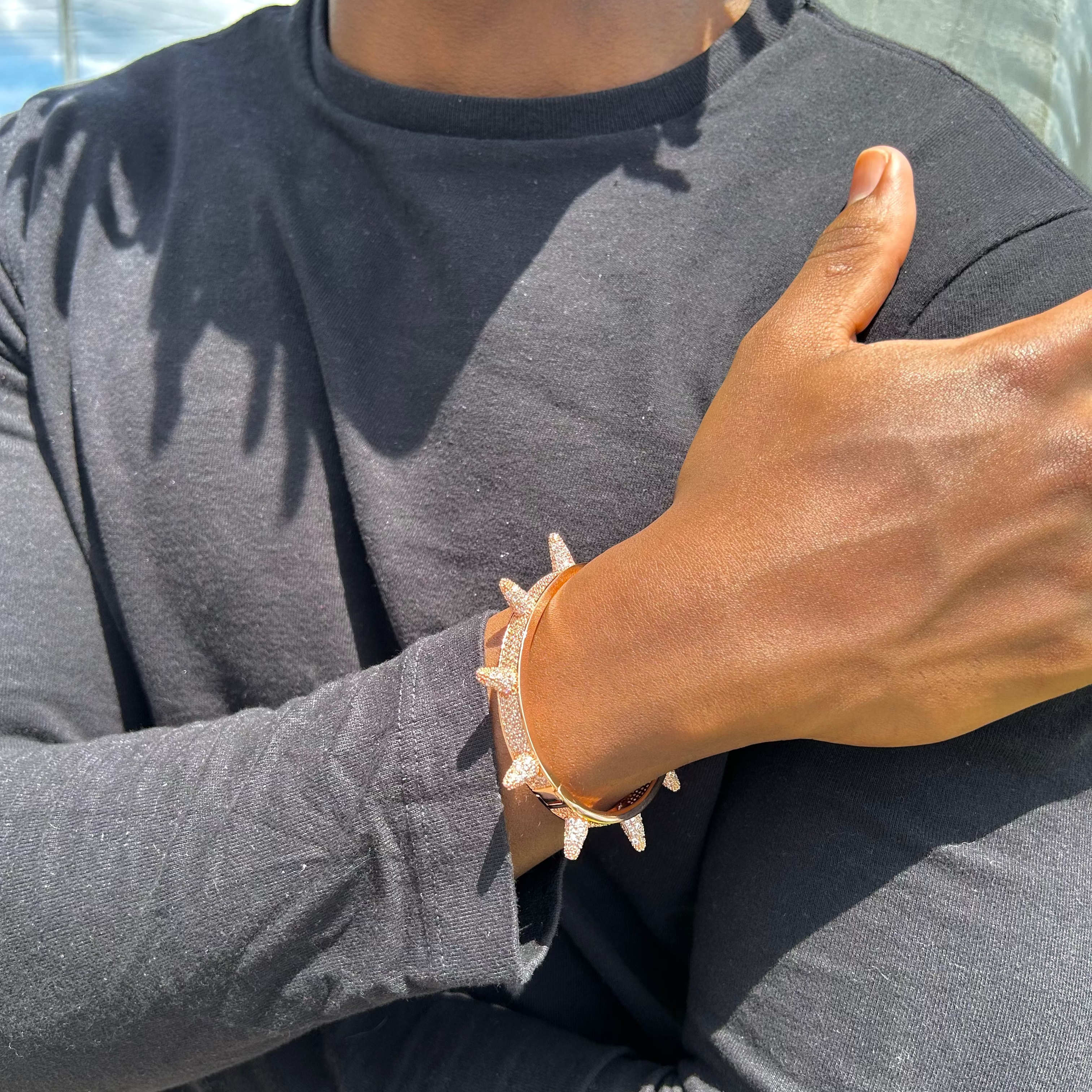 Iced Out Spike Bracelet (Rose Gold)