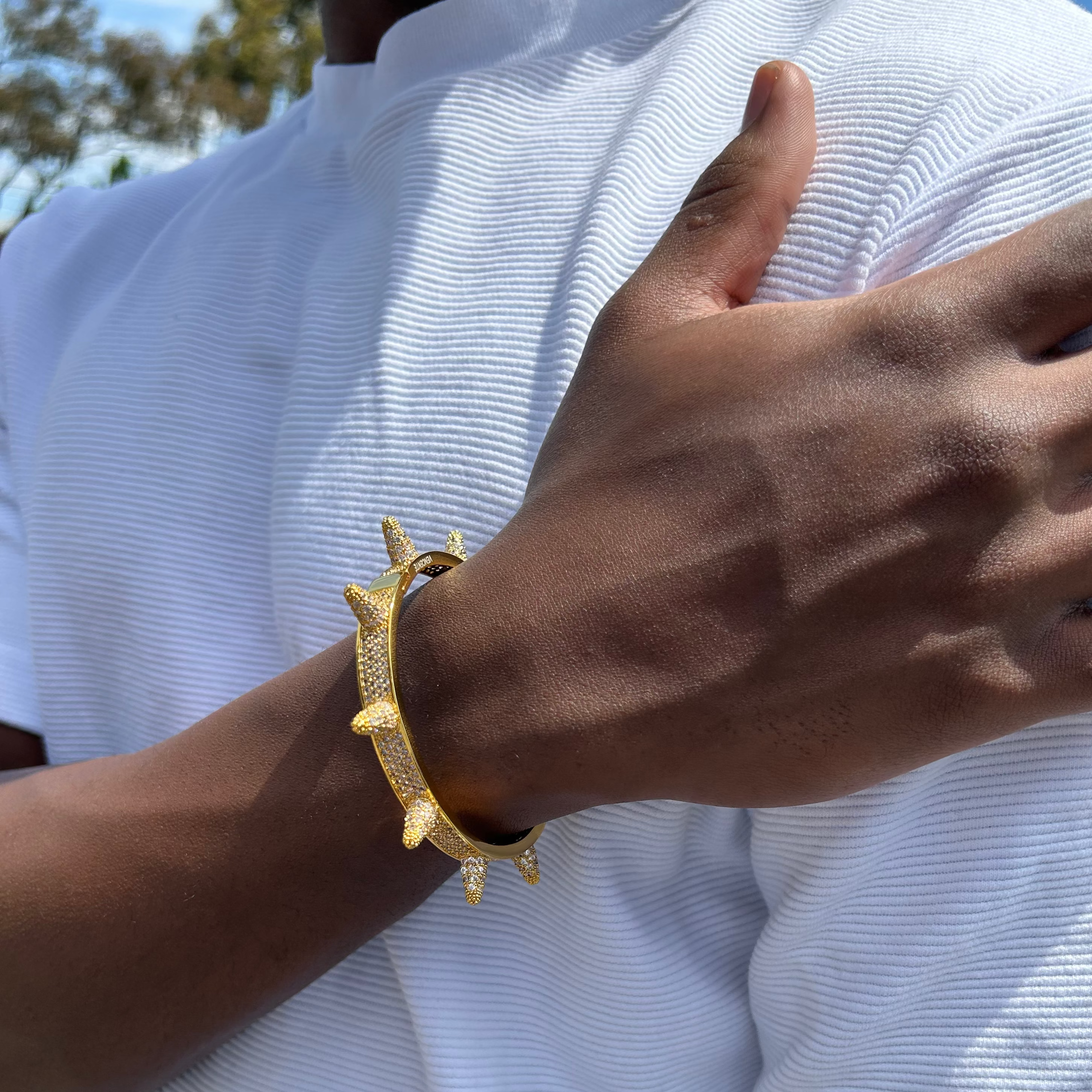 Iced Out Spike Bracelet (Gold)