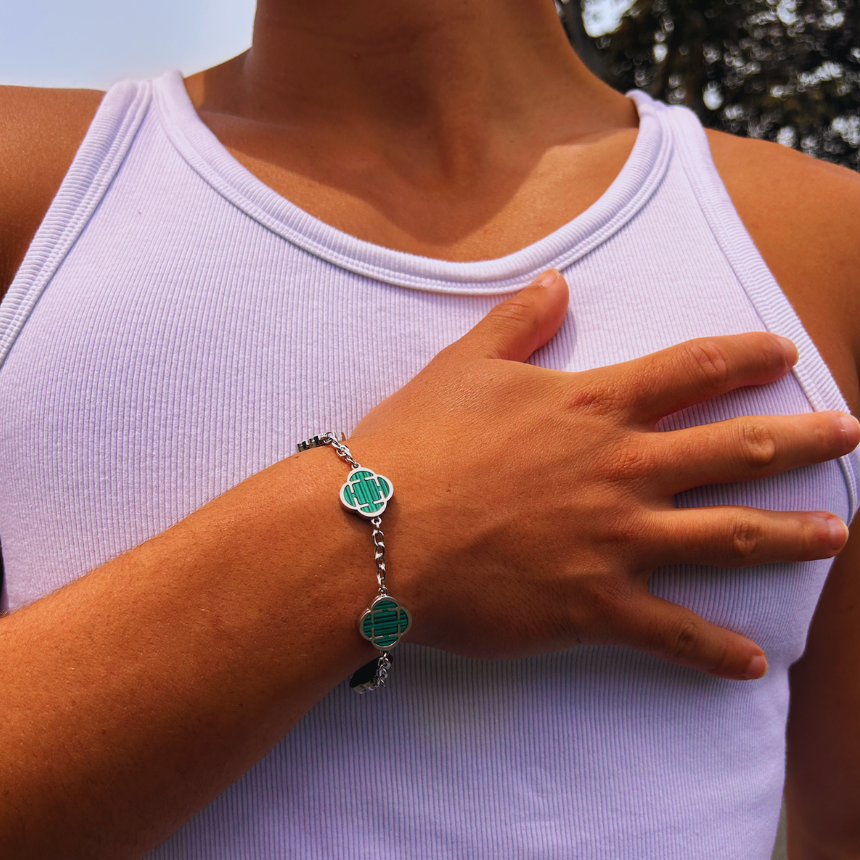Green Clover Bracelet (White Gold)