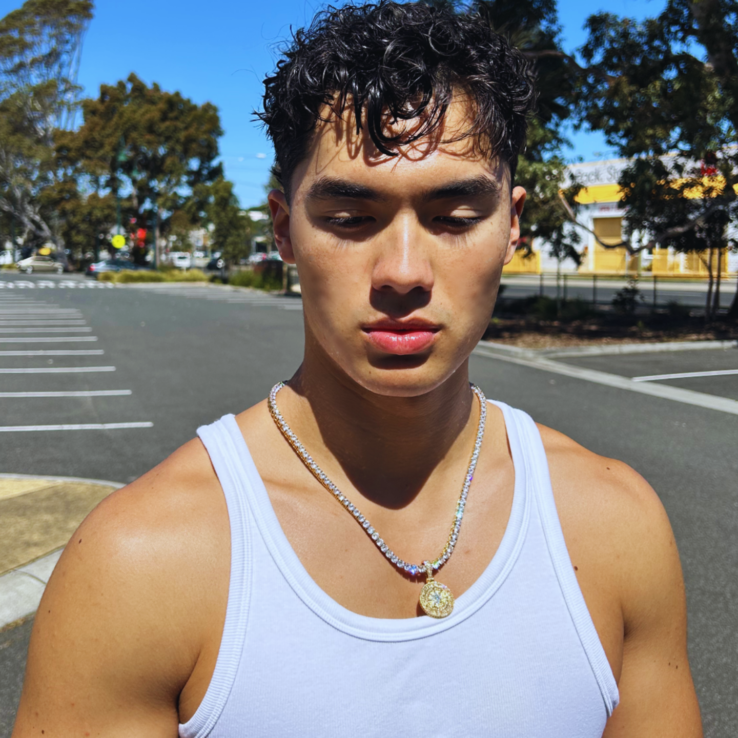 Iced Out Compass Pendant (Gold)