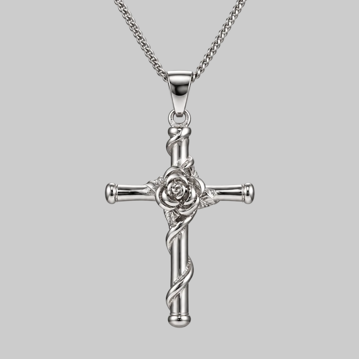 Sacred Rose Pendant (White Gold)